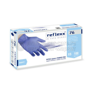 Резиновые перчатки, нитриловые, синие, Reflexx R76-M. 3,5 гр. Толщина 0,07 мм.