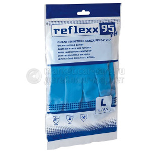 Reflexx Многоразовые защитные перчатки, нитриловые 33 см. Reflexx R95-S. 44 гр. Толщина 0,22 мм.