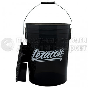 Прозрачное ведро для мойки автомобилей с сепаратором (чёрное) 20 л LERATON BUCKET BW1 (c логотипом)