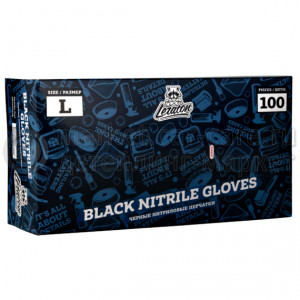 Перчатки нитриловые, черные LERATON, L 100шт